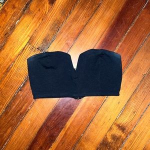 Necessary Clothing black V cut crop top w back zipper, size L